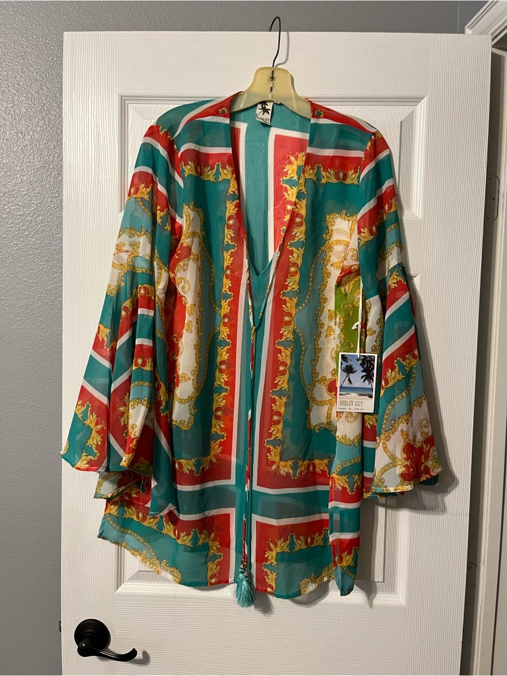 Violet Sky Teal & Red Swim Cover-Up